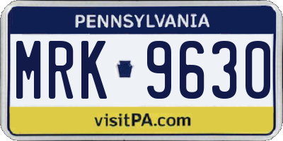 PA license plate MRK9630