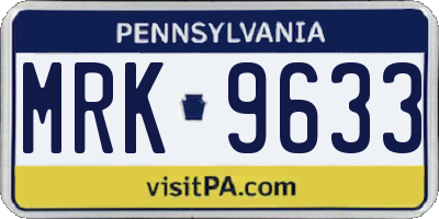 PA license plate MRK9633