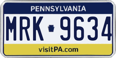 PA license plate MRK9634