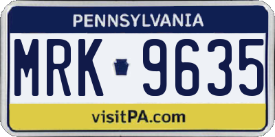 PA license plate MRK9635