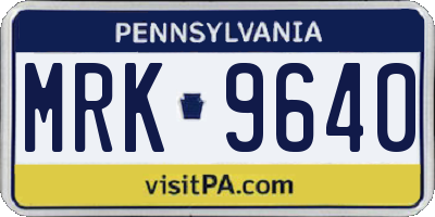 PA license plate MRK9640
