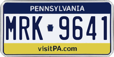 PA license plate MRK9641