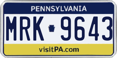 PA license plate MRK9643