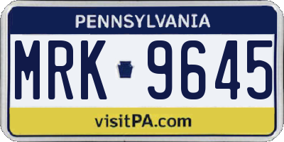 PA license plate MRK9645