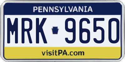 PA license plate MRK9650