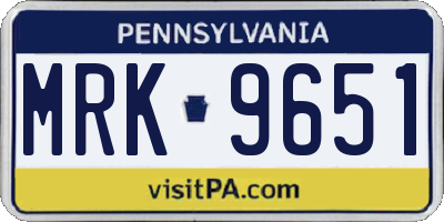 PA license plate MRK9651