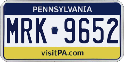 PA license plate MRK9652