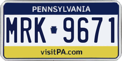 PA license plate MRK9671