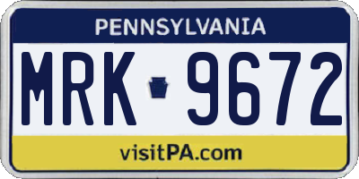 PA license plate MRK9672