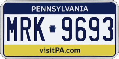 PA license plate MRK9693