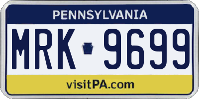 PA license plate MRK9699