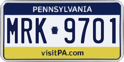 PA license plate MRK9701