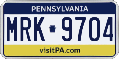 PA license plate MRK9704