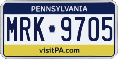 PA license plate MRK9705