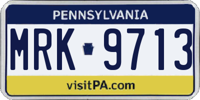 PA license plate MRK9713