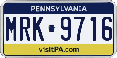 PA license plate MRK9716