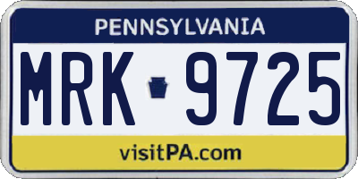 PA license plate MRK9725