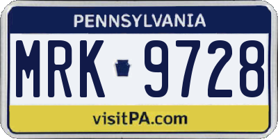 PA license plate MRK9728
