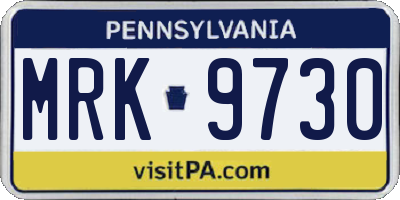 PA license plate MRK9730