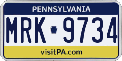 PA license plate MRK9734