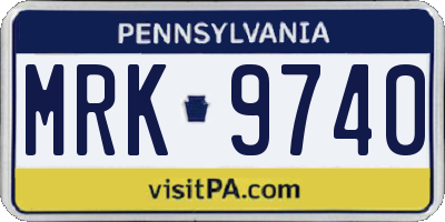 PA license plate MRK9740