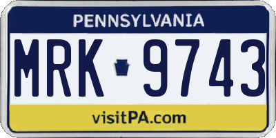 PA license plate MRK9743