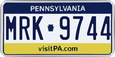 PA license plate MRK9744
