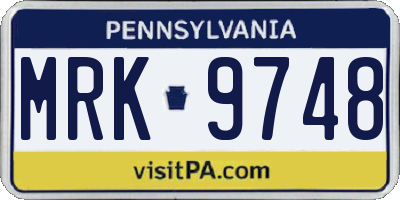 PA license plate MRK9748