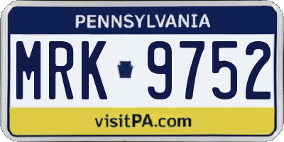 PA license plate MRK9752