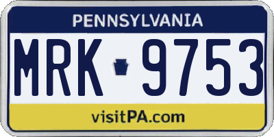 PA license plate MRK9753