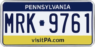 PA license plate MRK9761
