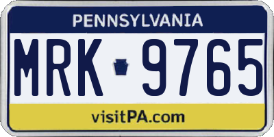 PA license plate MRK9765