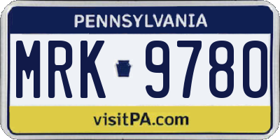 PA license plate MRK9780