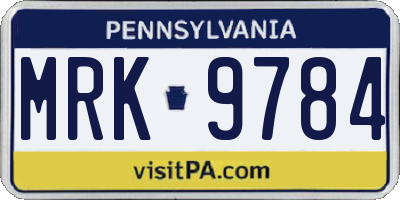 PA license plate MRK9784