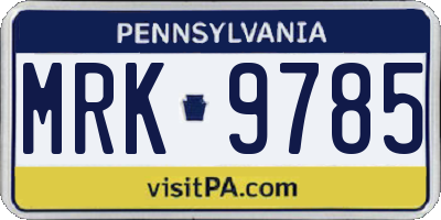PA license plate MRK9785
