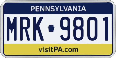 PA license plate MRK9801