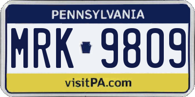 PA license plate MRK9809