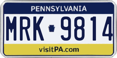 PA license plate MRK9814
