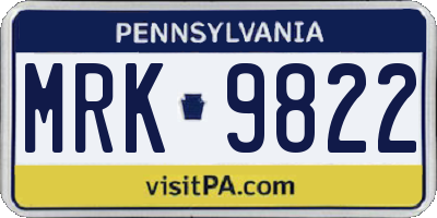 PA license plate MRK9822