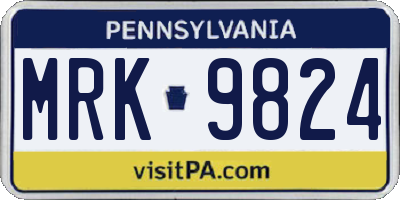 PA license plate MRK9824