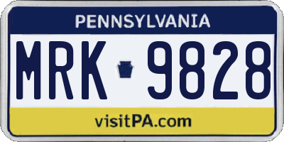 PA license plate MRK9828