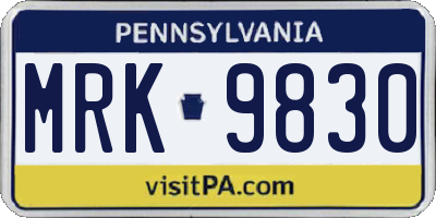 PA license plate MRK9830