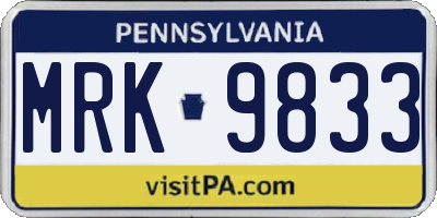PA license plate MRK9833