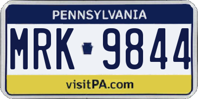PA license plate MRK9844