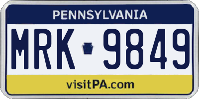 PA license plate MRK9849