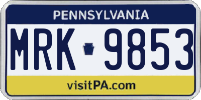 PA license plate MRK9853