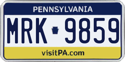 PA license plate MRK9859