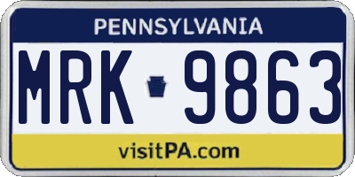 PA license plate MRK9863