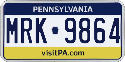 PA license plate MRK9864