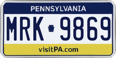 PA license plate MRK9869